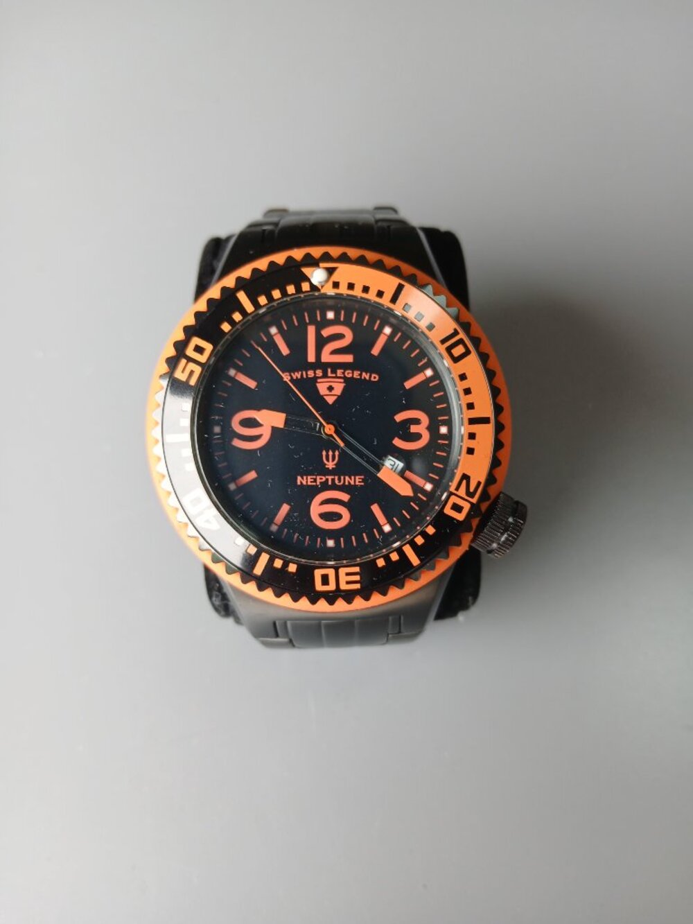 Swiss Legend - Neptune w/steel band Orange and Black - Chicago Bears